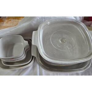 7pcs Rare Corning ware, 2 Wildflower 5 Qt Dish W/ Lid & 5 Other Dishes Included